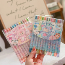 日系小恶魔旋转蜡笔 儿童绘画彩色笔 12色不脏手便携幼儿园油画棒