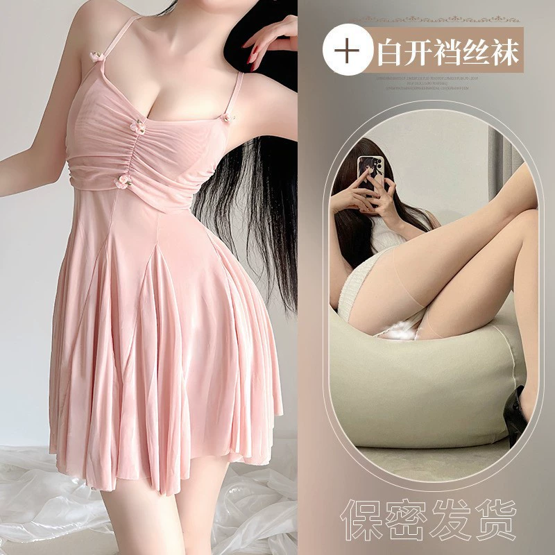 [性感诱惑网纱情趣睡衣女纯欲透视吊带睡裙新款内女一件代发A290]