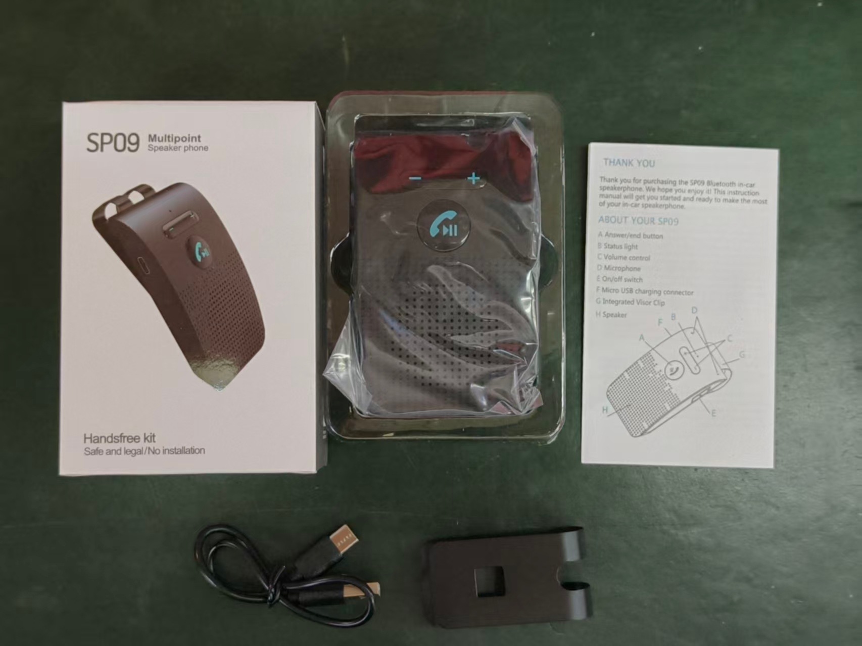 Sp09 Sun Visor Car Hands-Free Bluetooth Call System V5.0 Wireless Hands-Free Call One-To-Two Bluetooth Call