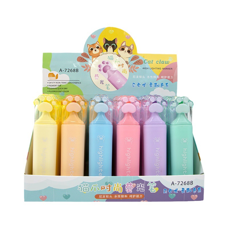 Garra de gato forma protección de los ojos resaltador dibujos animados lindo Super lindo de alto aspecto creativo exquisito macaron color resaltador