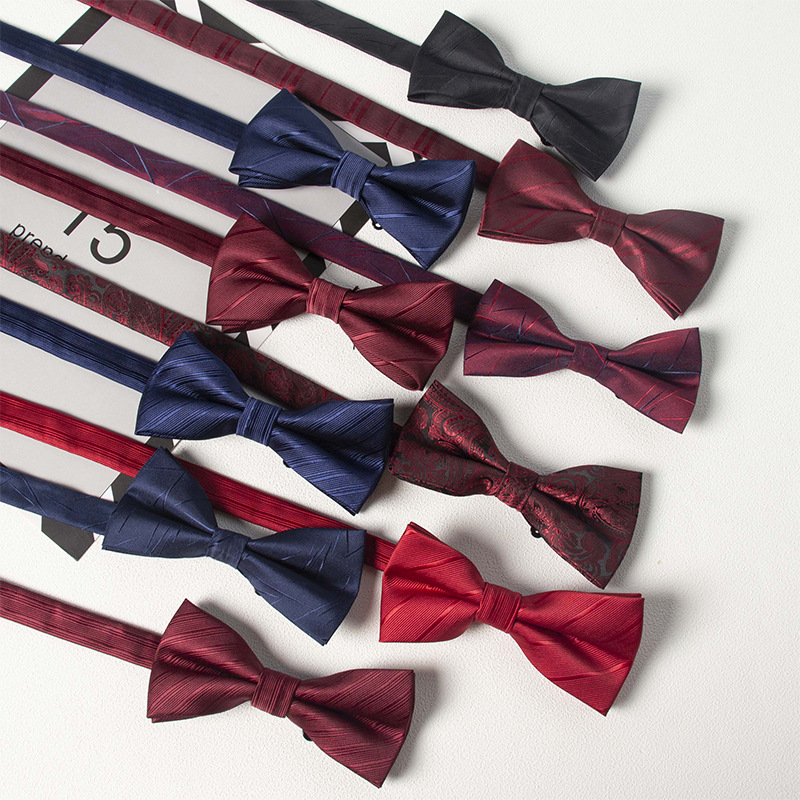 Fabricante spot rojo pajarita para hombres foto de boda moda estilo británico novio padrino traje de boda pajarita