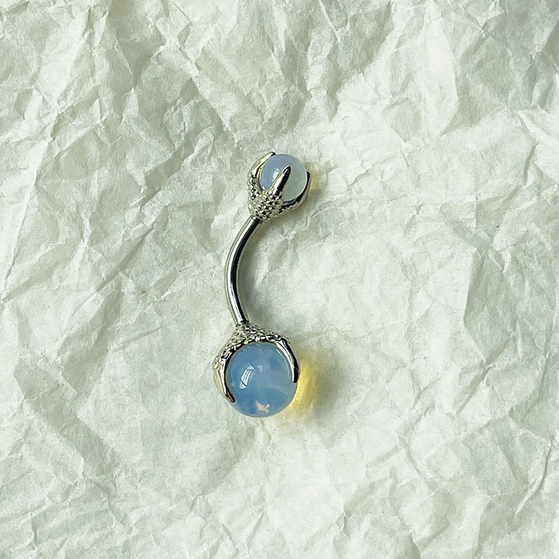 Piercing all'ombelico con artiglio di drago in acciaio al titanio e opale, filettatura esterna, cristallo, ragazza calda, nicchia europea e americana_voghion.com