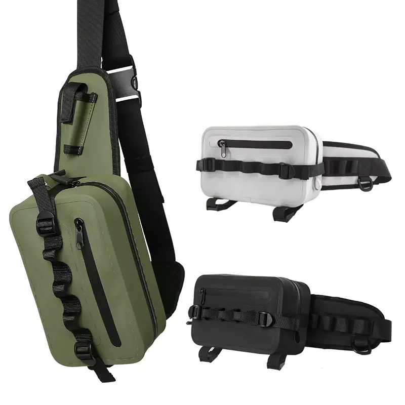 防水路亚腰包可插杆气密潜水多功能斜挎胸包户外渔具钓鱼竿路亚包