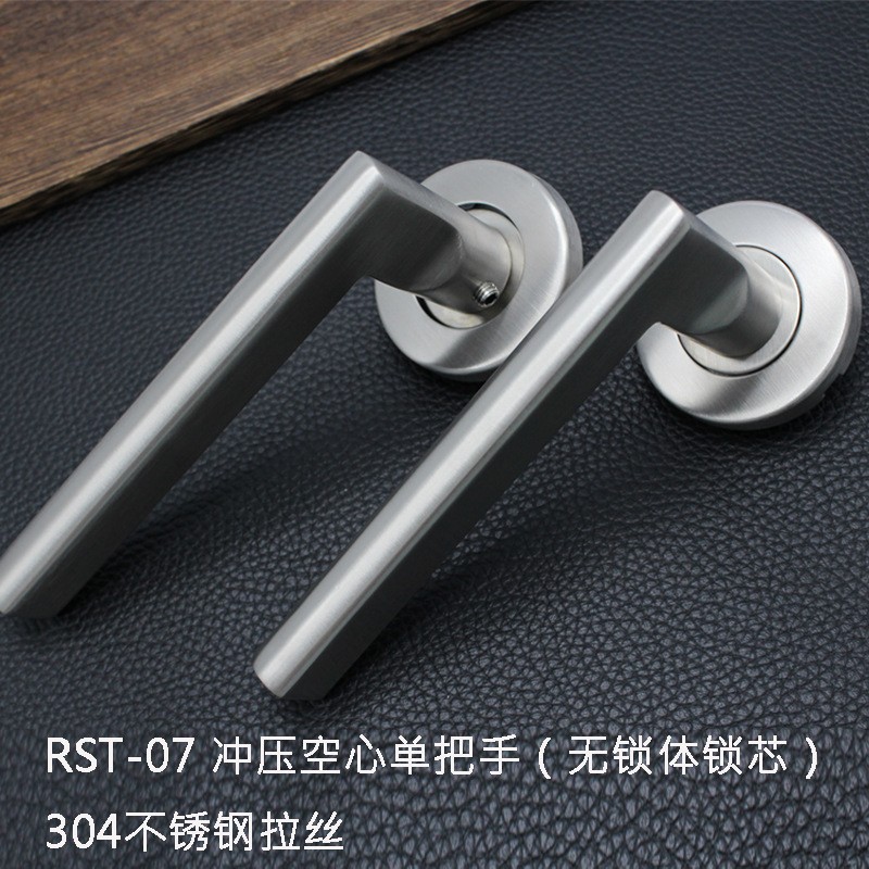 Acero inoxidable 304 puertas de alambre dibujado tubo plano de ángulo recto manija puerta de madera cerradura de puerta dormitorio manija manija de puerta dividida