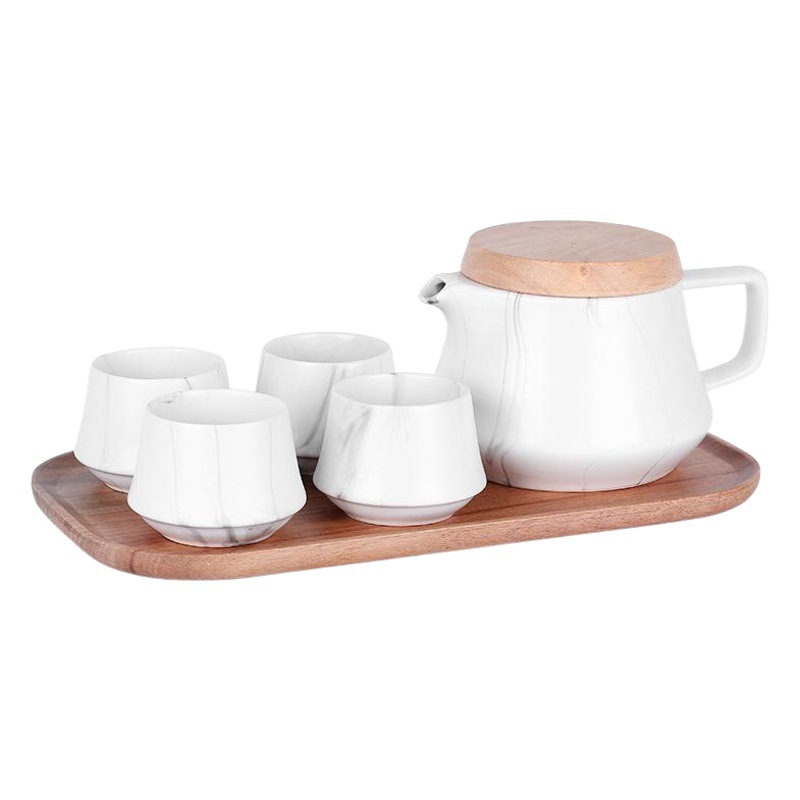 Fuente de la sala de estar, patrón de mármol, hogar creativo, té de flores simple japonés, té de la tarde, juego de té de cerámica