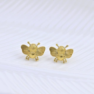 经典耳饰 金色设计感项链 简约时尚个性日常百搭通勤款小蜜蜂耳钉