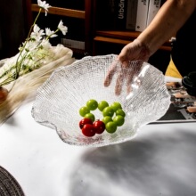 ins风玻璃水果盘钻石糖果零食果斗客厅茶几家用轻奢高档前台果蓝