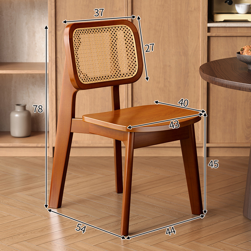 Silla de comedor de caña medieval mesa de té moderna casera silla de comedor silla retro diseño casual madera sólida negra