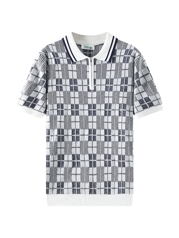 Hombres viejos estilos de dinero hielo tejedido polo camisa de verano 2026 con solapa de manga corta ropa de hombre de alta calidad casual hombre