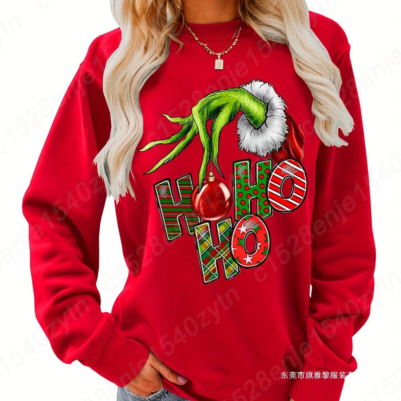 Christmas Sweatshirt for Purchasing Products, Women's Crew Neck Letter Print Sweatshirt, Autumn and