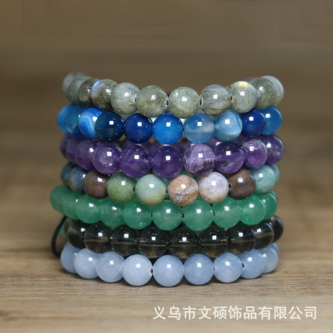 Simple Style Natural Stone Bracelet Adjustable Flash Stone Green Dongling Beaded Bracelet Daily Wear Women's Jewelry