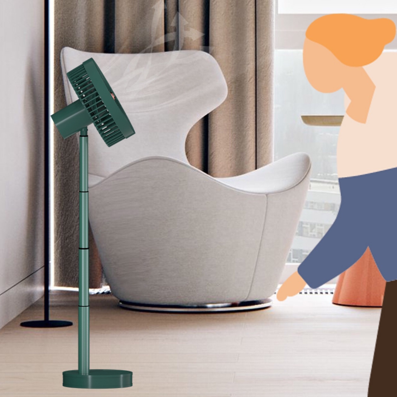 Desktop Telescopic Reversible Oscillating Fan Office Dorm USB Charging Bed Portable Floor Desk Quiet Electric Fan