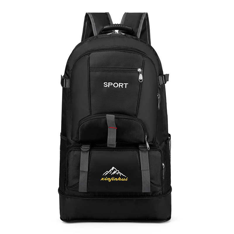Mountaineering Bag, Outdoor Travel Backpack, Oxford Cloth Extra-Large Luggage Bag, Backpack with Letter Pattern, Casual and Versatile, Expandable