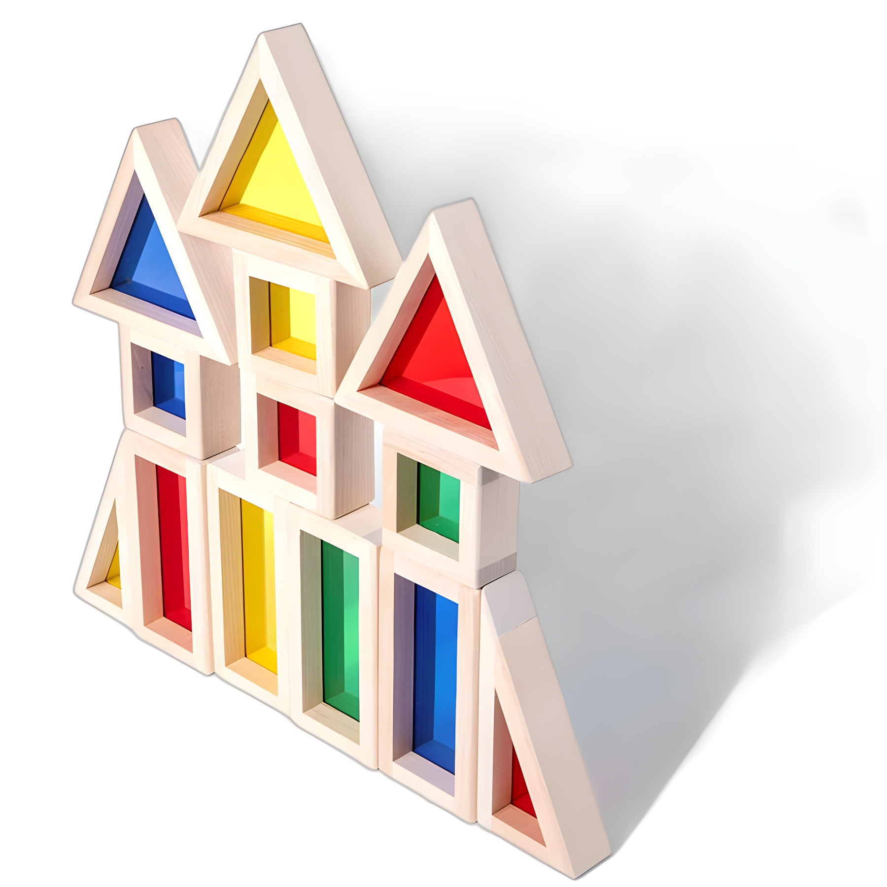 Madera sólida granular acrílica de madera para niños arcoíris bloques de construcción de bebés creativos para construir juguetes transparentes