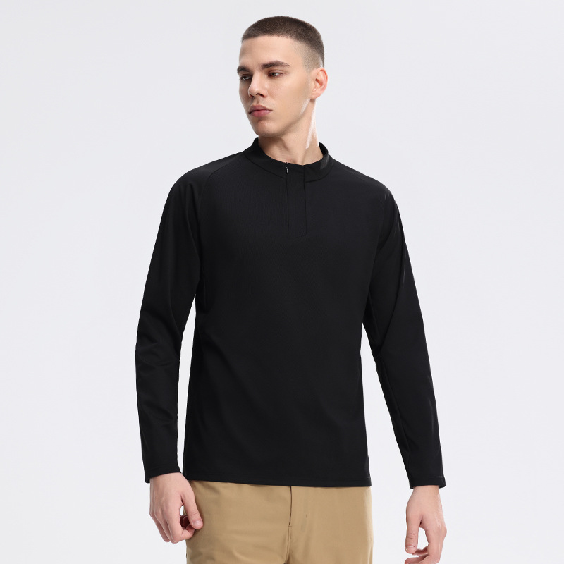 Dijia es el mismo 2025 hombre de cuello de manga larga camisa deportiva al aire libre de transporte medio cremallera ropa de correr transpirable y seca rápida