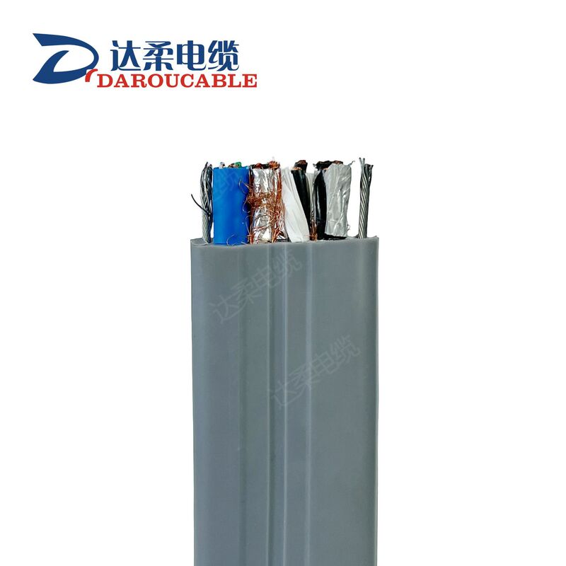 Dayou Category 6 Elevator Network Cable Flat Cable Plus Double Steel Wire Composite Flat Elevator Cable Suitable for Temperature Resistance-50+150 °