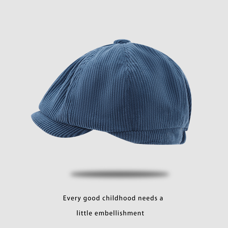 Corea del Sur color sólido corto para niños hacia adelante sombrero marea de color sólido para hombres y mujeres bebés cóncavo sombrero pintor sombrero octogonal