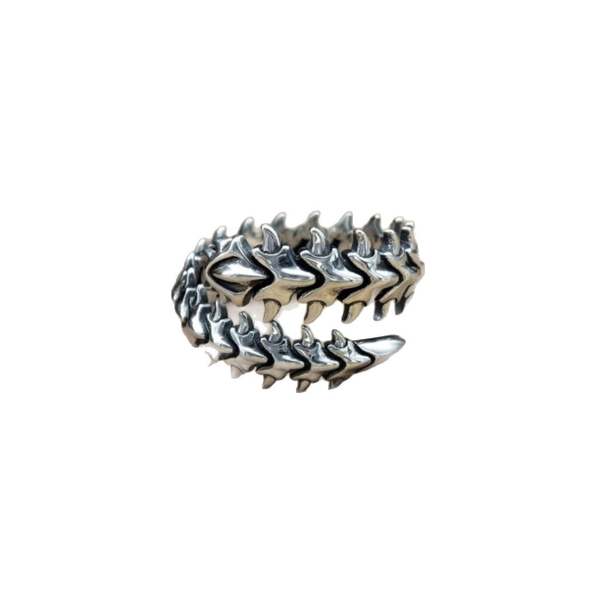 Spine Skull Ring Punk Style Adjustable Open Design For Unisex_voghion.com
