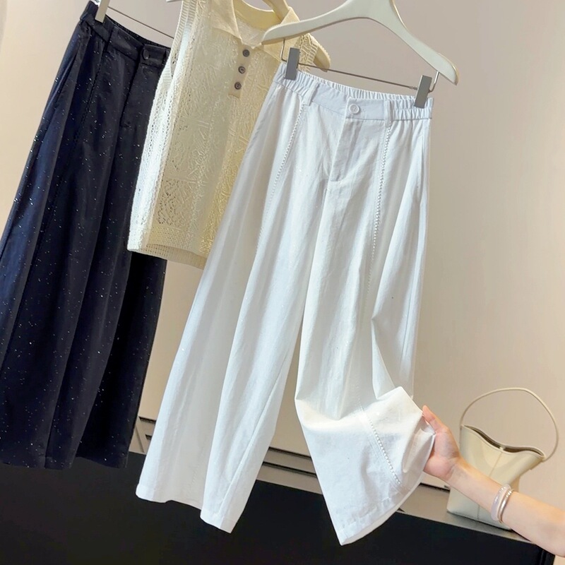 Heavy Sequined Versatile Casual Pants for Women, Summer High-Waisted Slimming Wide-Leg Pants, Petite Drapey Straight-Leg Cropped Pants Heavy Sequined Versatile Casual Pants for Women, Summer High-Waisted Slimming Wide-Leg Pants, Petite Drapey Straight-Leg Cropped Pants