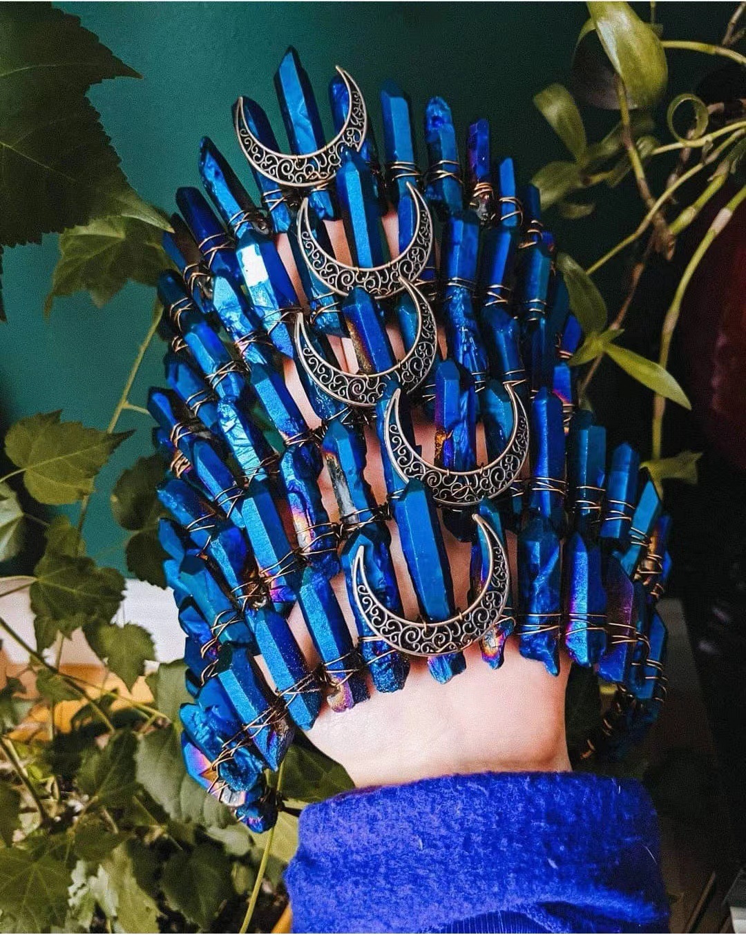 Cristal natural chapado colorido variedad de Venta caliente europeo y americano bruja corona diadema accesorios para el pelo retro Luna corona