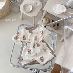 ins baby summer Korean version cartoon 0-4 years old male and female baby home clothes sports super cute cute breathable two-piece set