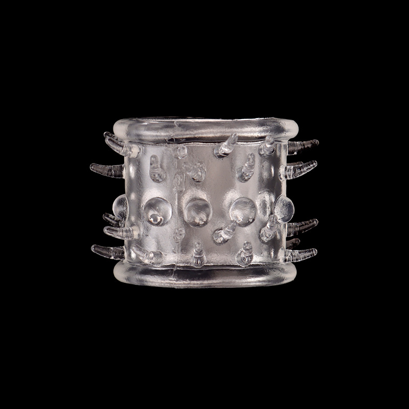 Beaded Non-vibrating Cock Ring, Transparent TPE Wearable Sleeve, Large Size — detail image 4