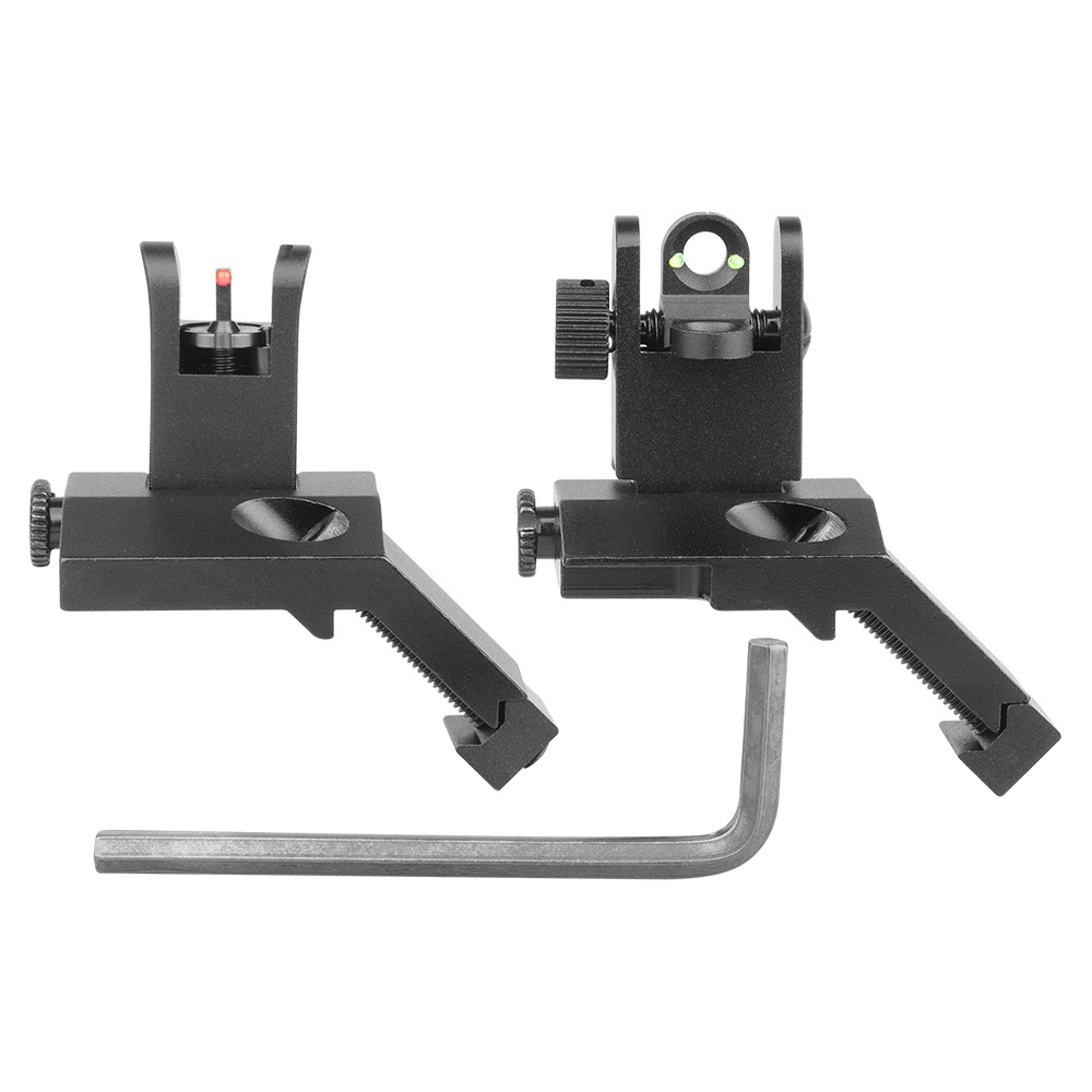 45度机械瞄金属准星折叠机瞄 光纤瞄准器前红后绿 Iron Sight