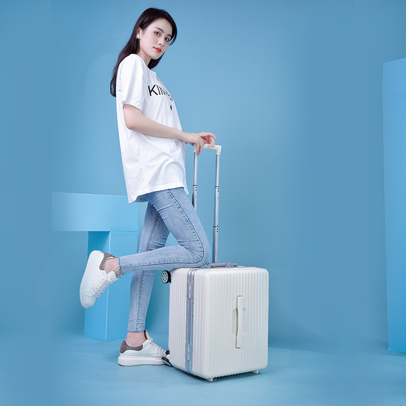 Maleta con Ruedas Universales en Forma de Taburete, Elegante Diseño de 18 Pulgadas, con Marco de Aluminio, Candado de Combinación, Ideal para Estudiantes, Unisex, para Viajes.