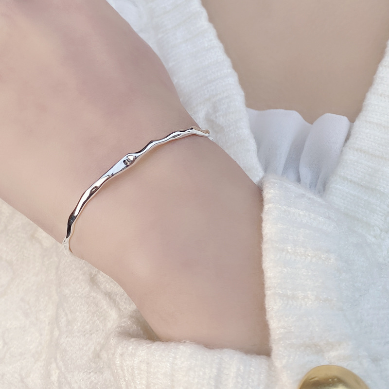 Simple Style Geometric Sterling Silver Polishing Bangle 1 Piece display picture 4