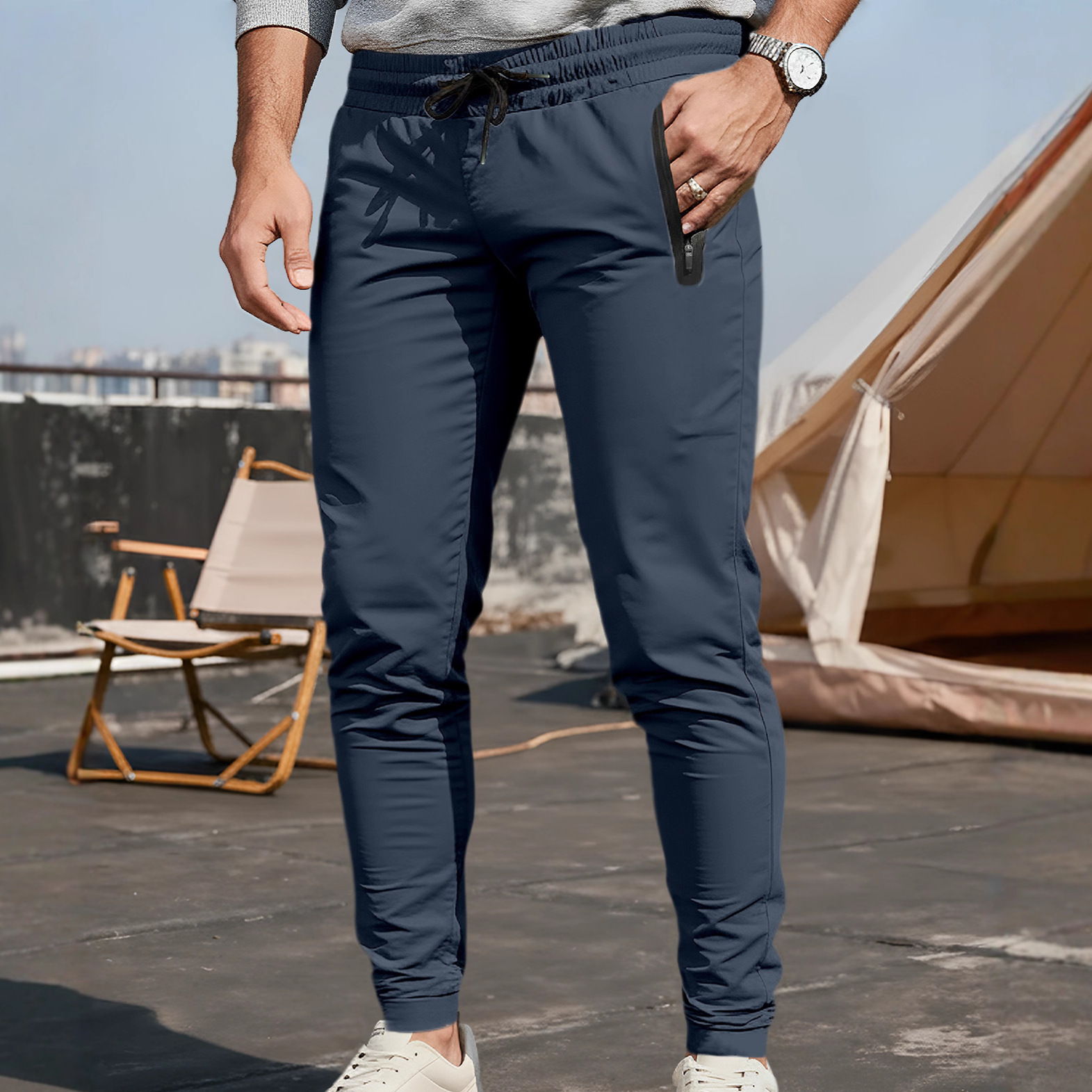 26 Cross-Border Herren-Jogginghose aus lässigem, sportlichem Material mit lockerer Passform, Kordelzug im Bund, schnelltrocknend_voghion.com