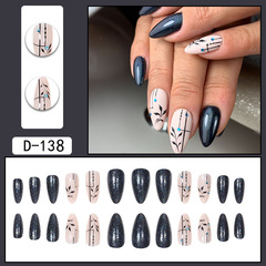 光療孔雀綠美甲閃粉樹葉鑲鑽穿戴甲高級質感美甲貼片跨境歐美指甲