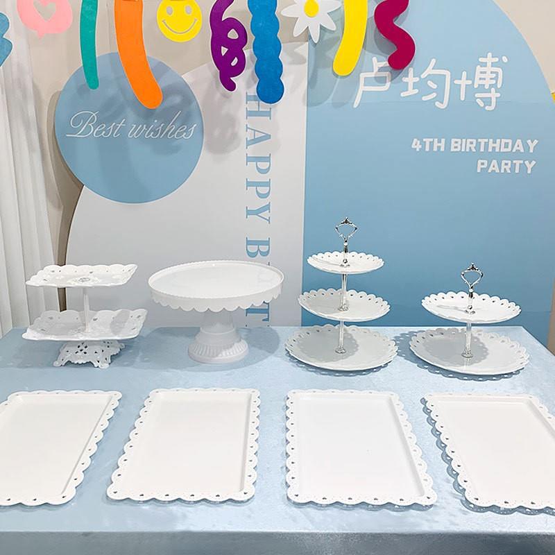 Tabla de descanso de té bandeja de pastel de aniversario decoración tabla de postres estante de exhibición de té de la tarde estante de dulces platos de recepción