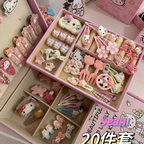 Set of 50 Pink Tone Hair Clips 2024 Cute Kit Sweet Teen Instagram Style Cartoon Headband Combination Fresh and Light