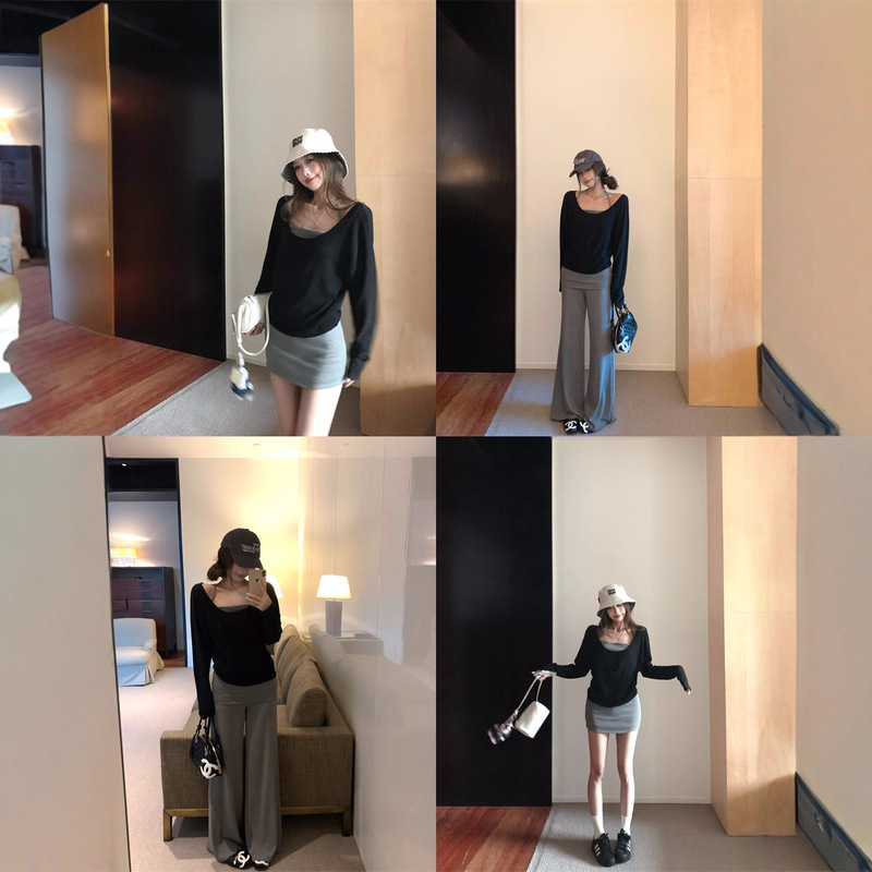 夏秋季慵懒松弛感套装薄款防晒罩衫灰色吊带上衣女夏季半身短裙|undefined