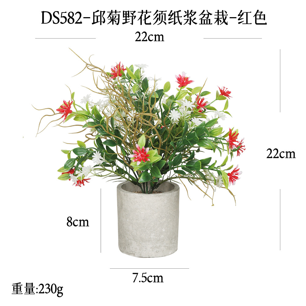 Más de 240 combinaciones populares de macetas con plantas verdes artificiales, decoraciones para el hogar, flores artificiales, bonsáis cilíndricos de pulpa de papel.