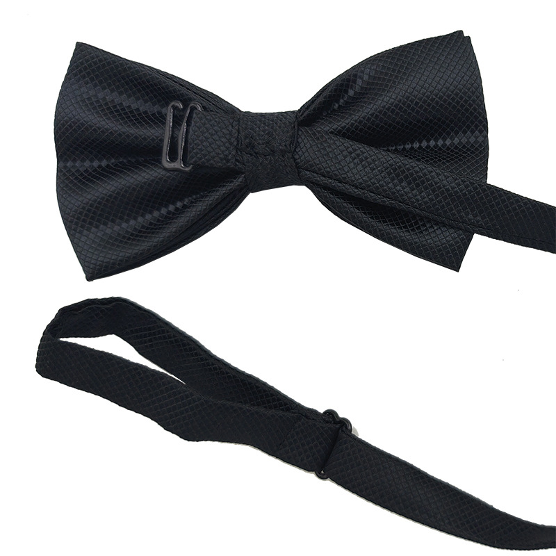 Pajarita negra de color sólido para hombre British Cube Spot Venta al por mayor Ropa formal Boda Doble pliegue Doble lazo de doble capa 27 colores