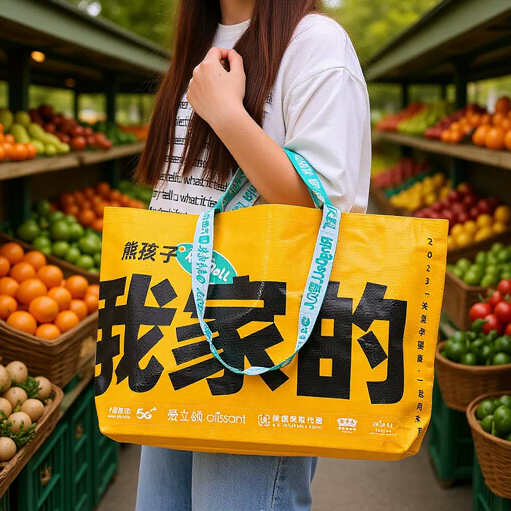 新款简约手提编织袋高级感防水大容量购物袋子塑料环保编织袋定制