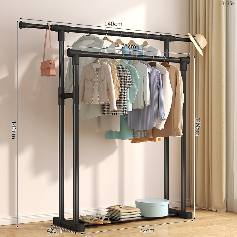 플라스틱 철과 결합된 BL35H-직선 다리 이중 극 텔레스코픽 140 검정색