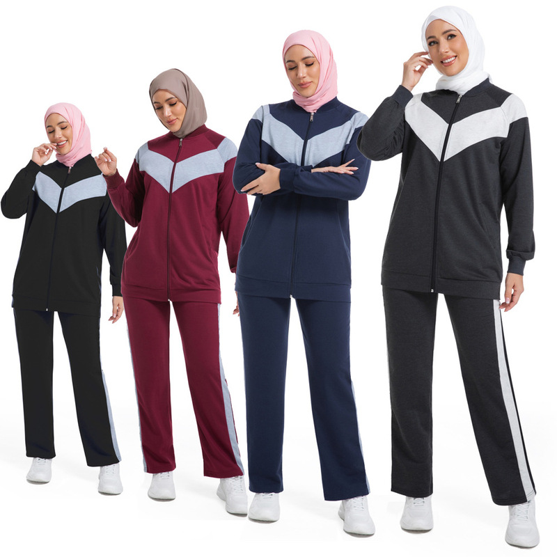 New Pure Color Arabic Sportswear Middle Eastern Hui Conservative Women's Casual Sweatshirt Two-Piece Set Y021 New Pure Color Arabic Sportswear Middle Eastern Hui Conservative Women's Casual Sweatshirt Two-Piece Set Y021