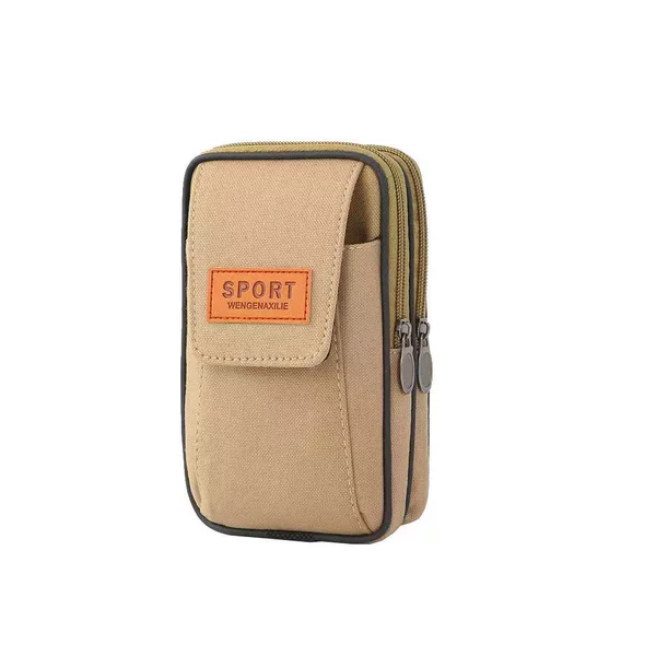 Men's vertical three-layer mobile phone bag waist bag plus size 7-inch smart phone bag multi-functional large capacity for construction site work