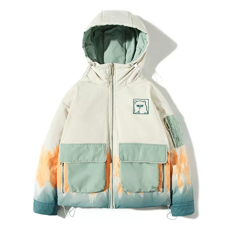 情侣羽绒服男短款2021年新款潮牌冬季小熊宽松青少年加厚保暖外套