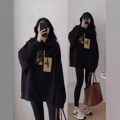太ったmmアメリカのレトロなオーバーサイズの女性の黒い大きいサイズの帽子とベルベットが痩せている韓国版のゆるい上着の女性