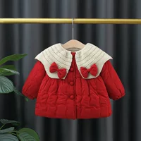 Зимняя новая шерстяная кружева большая лацкана хлопчатобумажная одежда женская пуховка толстая модная принцесса маленькая хлопчатобумажная одежда