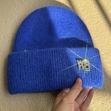 秋冬新款毛线帽子女加绒加厚保暖百搭针织帽大头围套头帽 护耳冷