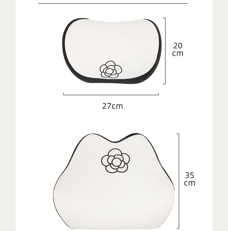 Camellia Car Headrest Memory Foam Rebound Comfortable Car Neck Pillow Cushion Summer Car Lumbar Cushion Waist Protector