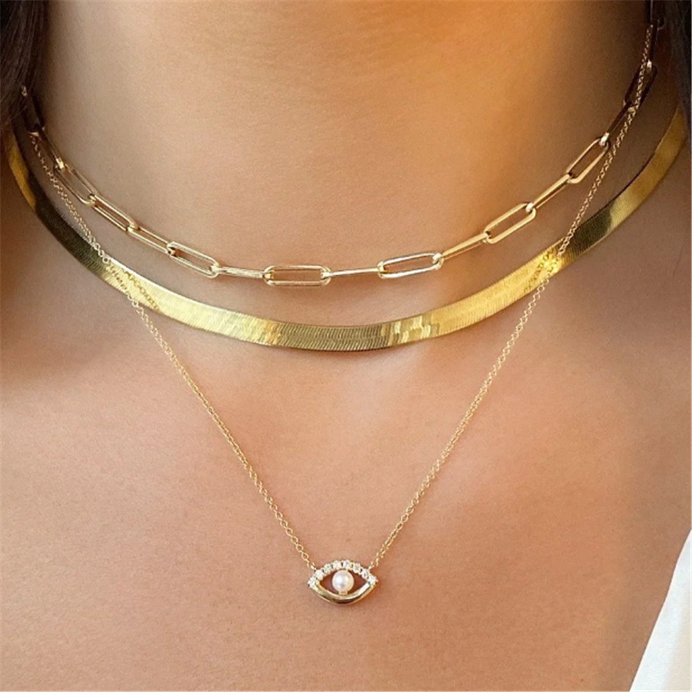 8g Weight Zircon Inlay Material 925 Sterling Silver Zircon Plating Inlay Devil's Eye Pendant Necklace