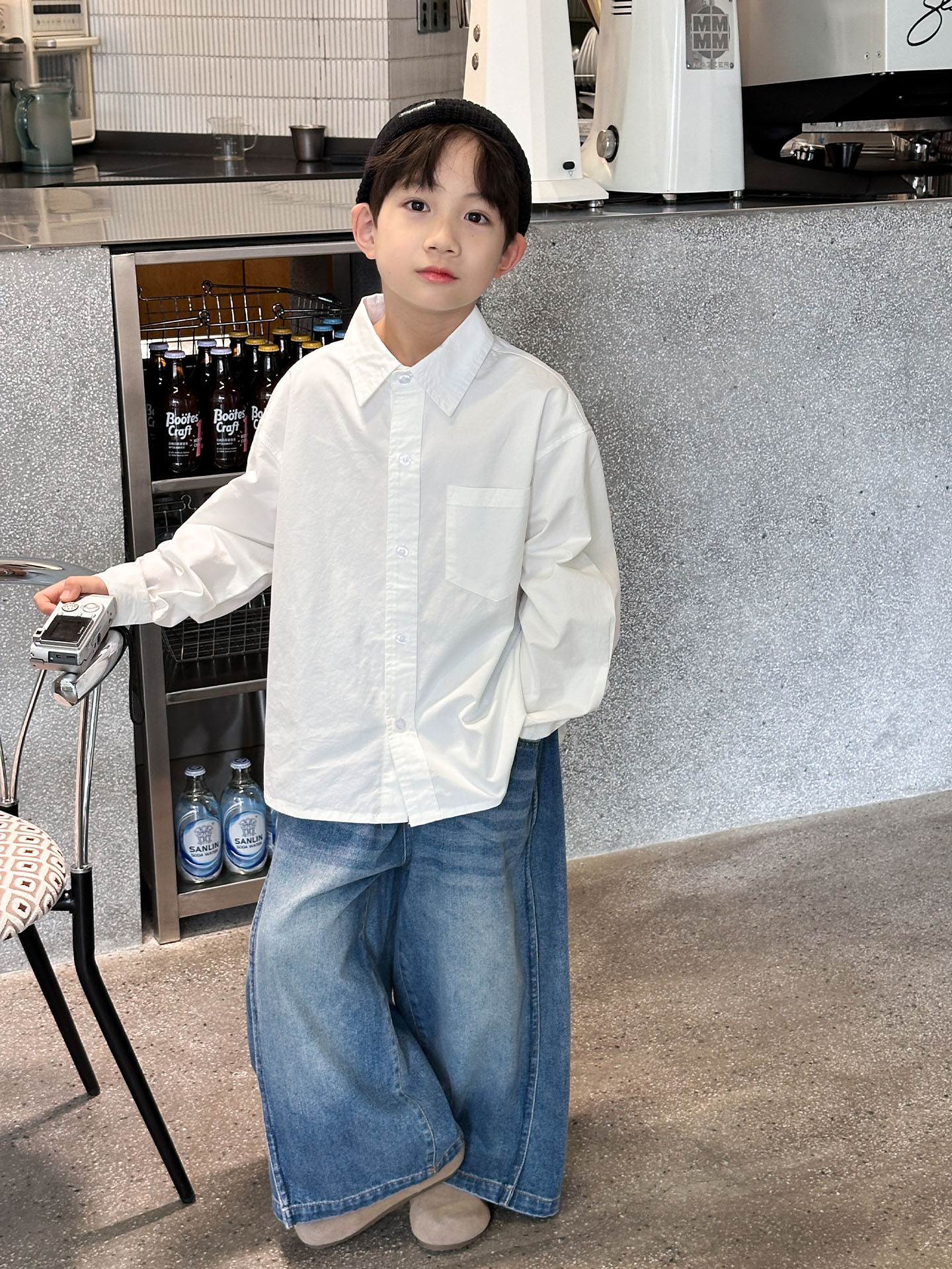 Camisas infantiles de color sólido para niños primavera y otoño ropa infantil nueva chaqueta delgada de algodón para niños de tamaño medio y grande