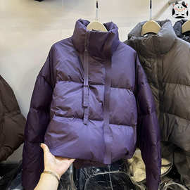 羽绒服女20265装新款欧韩货廓形设计衣襟拼接网红短款白鸭绒外套