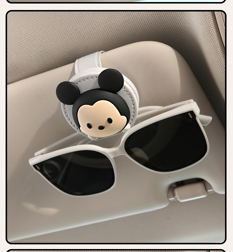 Mickey and Minnie Car Glasses Holder Multifunctional Car Sun Visor Driver's Glasses Case Car Sunglasses Clip for Hanging Glasses
