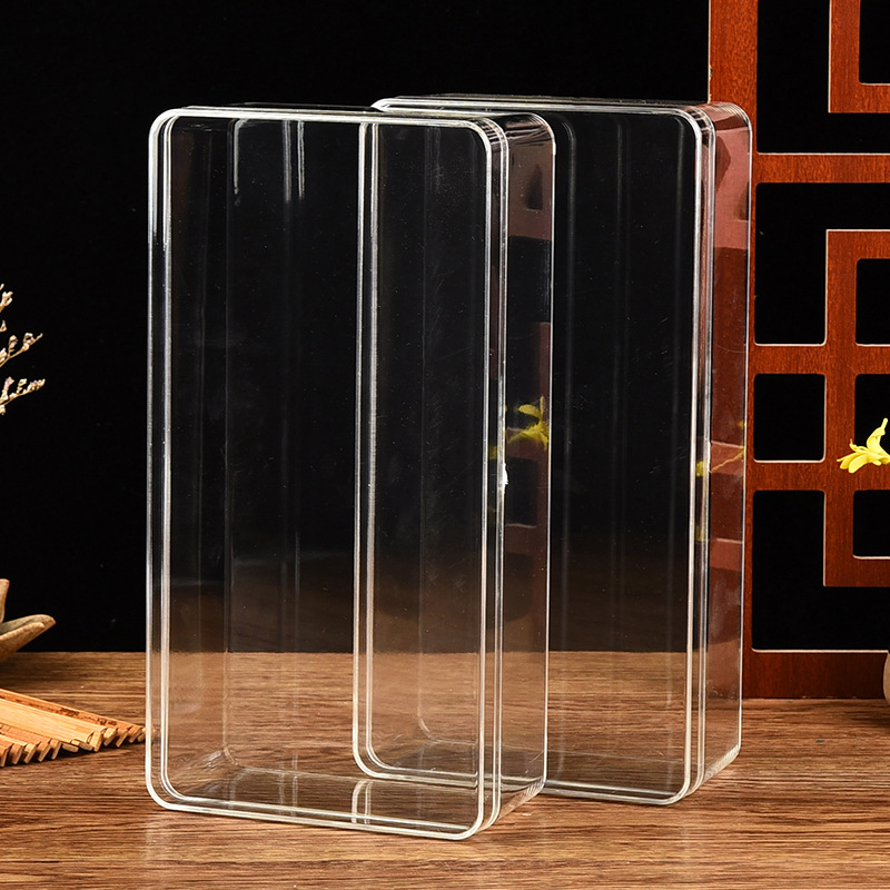 亚克力PS长方形透明塑料盒加厚饼干茶叶收纳盒桌面饰品手办防尘盒